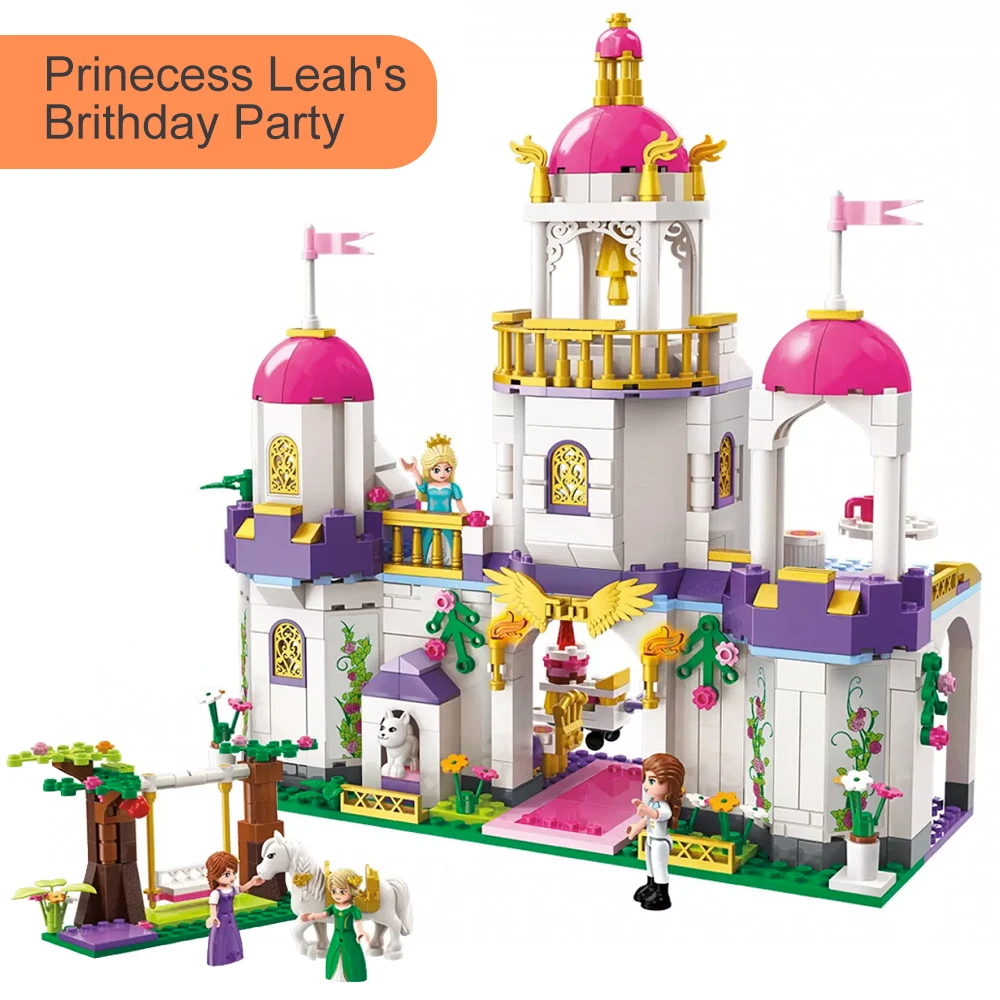

587pcs 2610 Princess Leah's Birthday Party Set Swing White Horse Minifigs figures Building Blocks Toys Girls Kids Creative Gifts