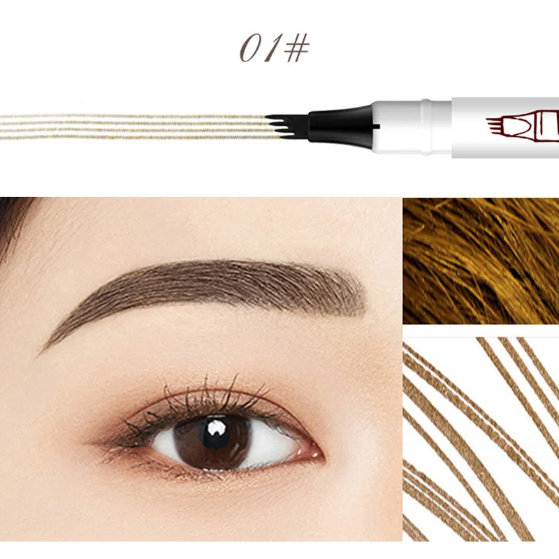 

Microblading Tattoo Eyebrow Pencil Pen Waterproof Fork Tip Ink Sketch Makeup Eye Brow OA66