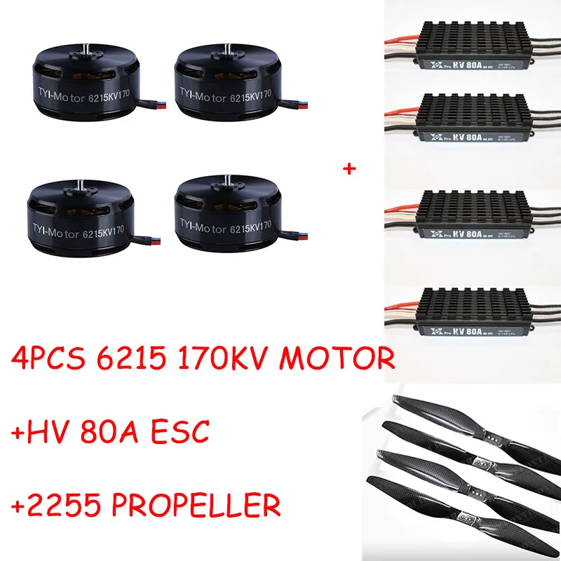 4PCS 6215 170kv Brushless Outrunner Motor with HV 80A ESC 2255 Propeller for RC Aircraft Plane Multi-copter