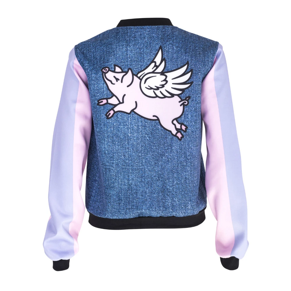 Finest  New Arrival Women Bomber Jacket Flying Pig Printing Casual Jaqueta Feminina Fashion Sexy Basic Jack