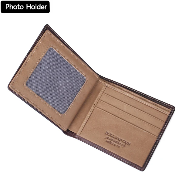 Bullcaptain<ALIMT >&reg;</ALIMT> Men Minimalist Wallet Bifold Genuine Leather Durable Wallet High Capacity Card Holder