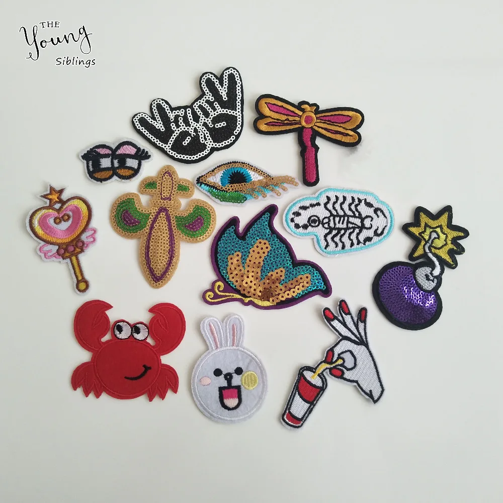 Cute animal embroidery stickers sequins butterfly hot melt adhesive Cute animal embroidery stickers sequins butterfly hot melt adhesive