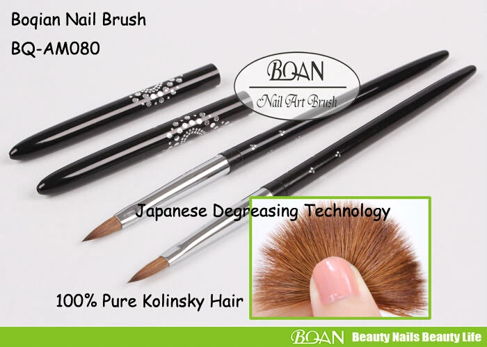

New Design 10pcs/ Lot Metal Handle Acrylic Kolinsky Nail Brushes Size 6
