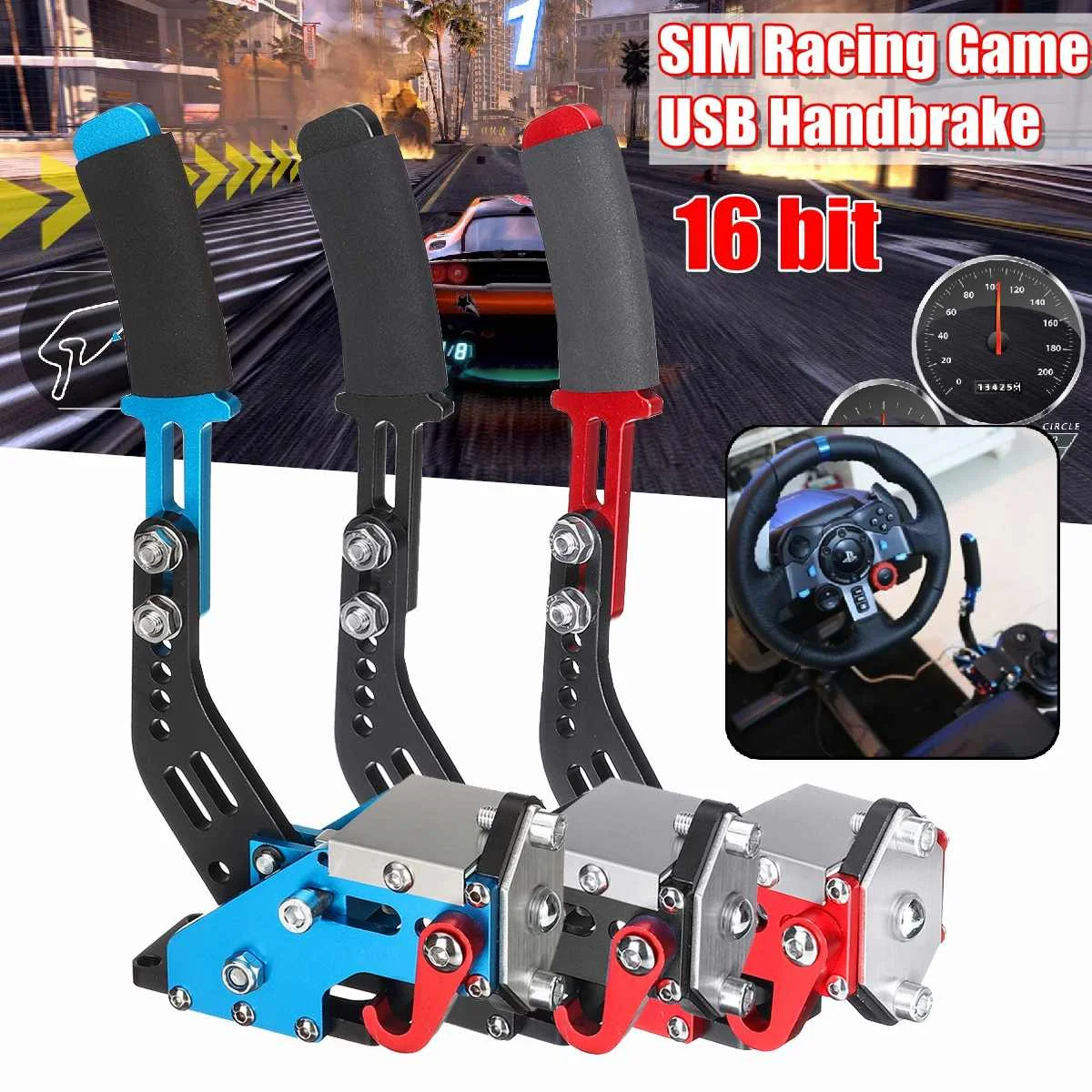 

16bit Hall Sensor USB Handbrake SIM for Racing Games G25/27/29 T500 FANATECOSW DIRT RALLYS