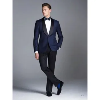 

Custom Made Wedding Suit New Blue Business Men Suits Groomsmen Tuxedos Slim Fit Groom Suit Men Suits (Jacket+Pants) W304