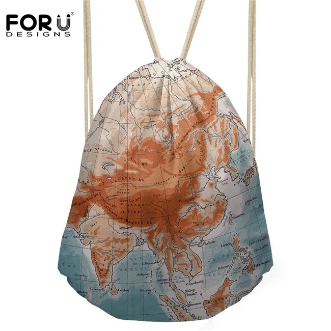FORUDESIGNS/сумка на шнурке Женская 3D Карта мира хозяйственная сумка с рисунком для девочек мини софтбэк для детей ежедневный пакет Mochila Deporte - Цвет: CC4081Z3