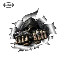 Hotmeini 13x14 cm 싱글 메탈 립 오픈 그림 리퍼 스컬 스티커 자동차 스타일링 jdm 레이스 반 자전거 드리프트 데칼 자동차 액세서리 장식(China)