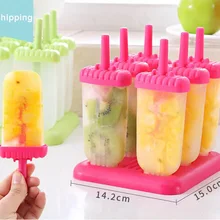 Самодельный лед формы для крема льда присособление для приготовления эскимо с базой Летний стиль 6 ячеек прямоугольной формы для повторного использования