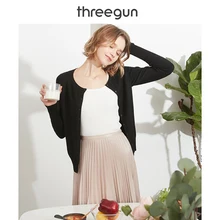 THREEGUN вязаный Топ для женщин кардиган вязаный женский короткий пуговицы Кондиционер рубашка тонкий пальто Верхняя одежда домашняя одежда