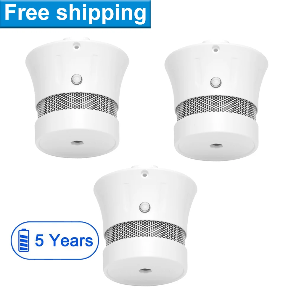 

CPVan 3PCS Smoke Detector, EN14604, CE Certified Independent Photoelectric Smoke Fire Alarm with 5-Year Battery Operated 85dB