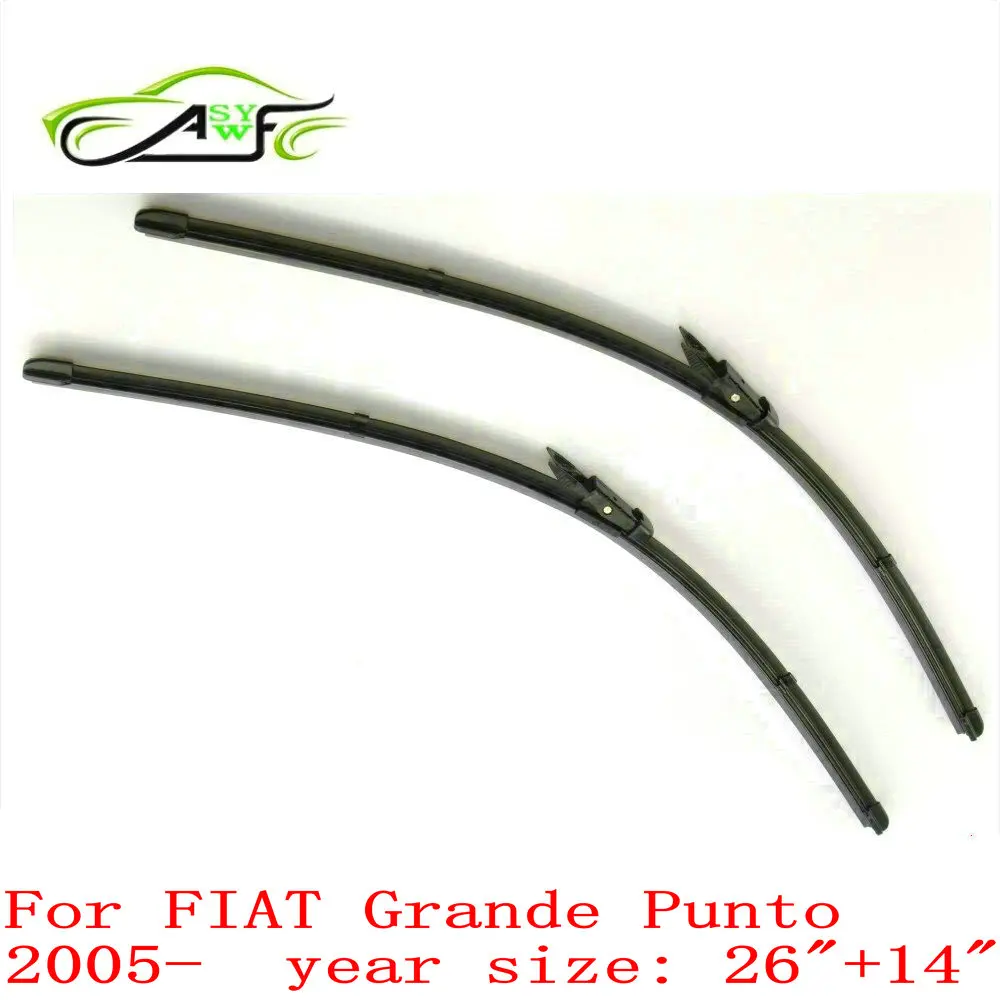 

Free shipping car wiper for FIAT Grande Punto (from 2005 onwards), 26"+14" natural rubber fit pinch tab wiper arms
