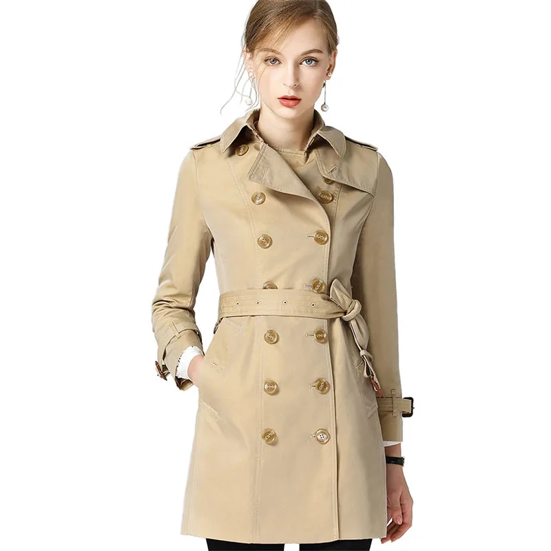 

Trench coat for Women 2018 Spring Autumn High quality Waterproof Windbreaker Casual Top Slim Female Discolor Trench coat 2035