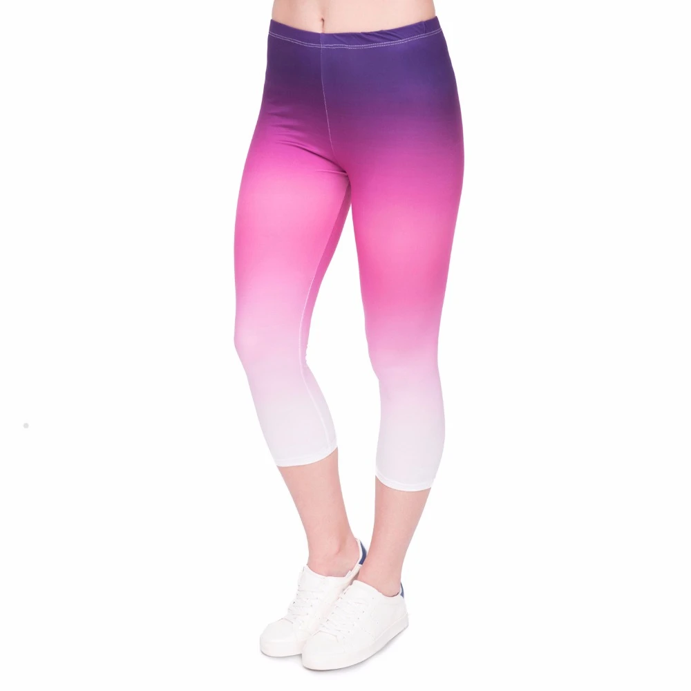 Summer New Design Women Capri Leggings Gradient Color Printing Sexy Mid-Calf 3/4 Trousers Movement Leggins Capri Pants Summer New Design Women Capri Leggings Gradient Color Printing Sexy Mid-Calf 3/4 Trousers Movement Leggins Capri Pants
