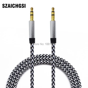 

SZAICHGSI wholesale 100pcs 1m 3.5mm Male To Male Stereo AUX Auxiliary nylon fabric braided Audio Cable for iPhone for Samsung