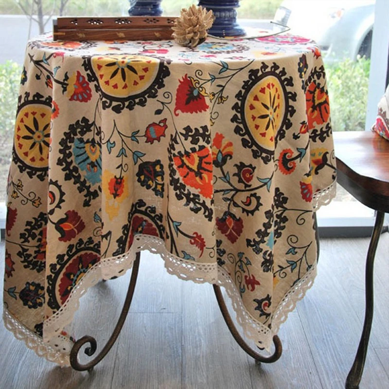 

Southeast Asian Sunflower Tablecloth Lace Linen Tablecloth Round Table Cloth Kitchen Dining Desd Table Cloth Party Tablecloth