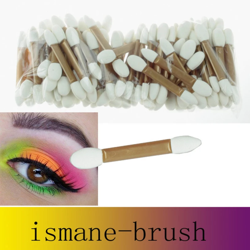 

Best Deal 50pcs Eye Shadow Brushes Golden Disposable Double Ended Sponge Brush Eye Shadow Applicator Tools#30 1106