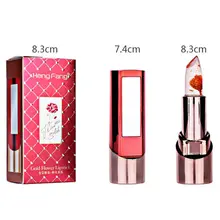 3 Fruit Flavors Gold Flower Lipstick Temperature Changed Lip Balm Moisturizer Lips Makeup Crystal Jelly Lipstick