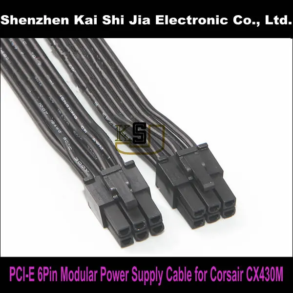 Black 12" PCI E 6Pin Graphics Card Modular Power Supply Cable for
