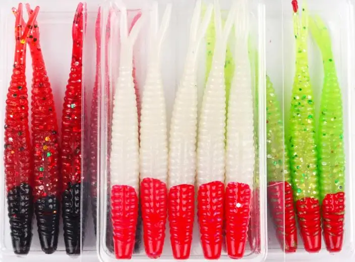 5pcs cheap random colour 7cm 2.55g Soft Fishing Lures 3 Color Bass