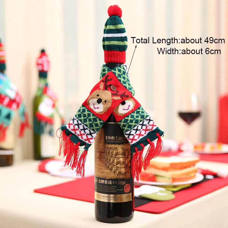 Рождественская бутылка вина Декор набор кухня украшение на год Рождество ужин вечеринка Санта Клаус Снеговик Олень крышка бутылки одежда - Цвет: I