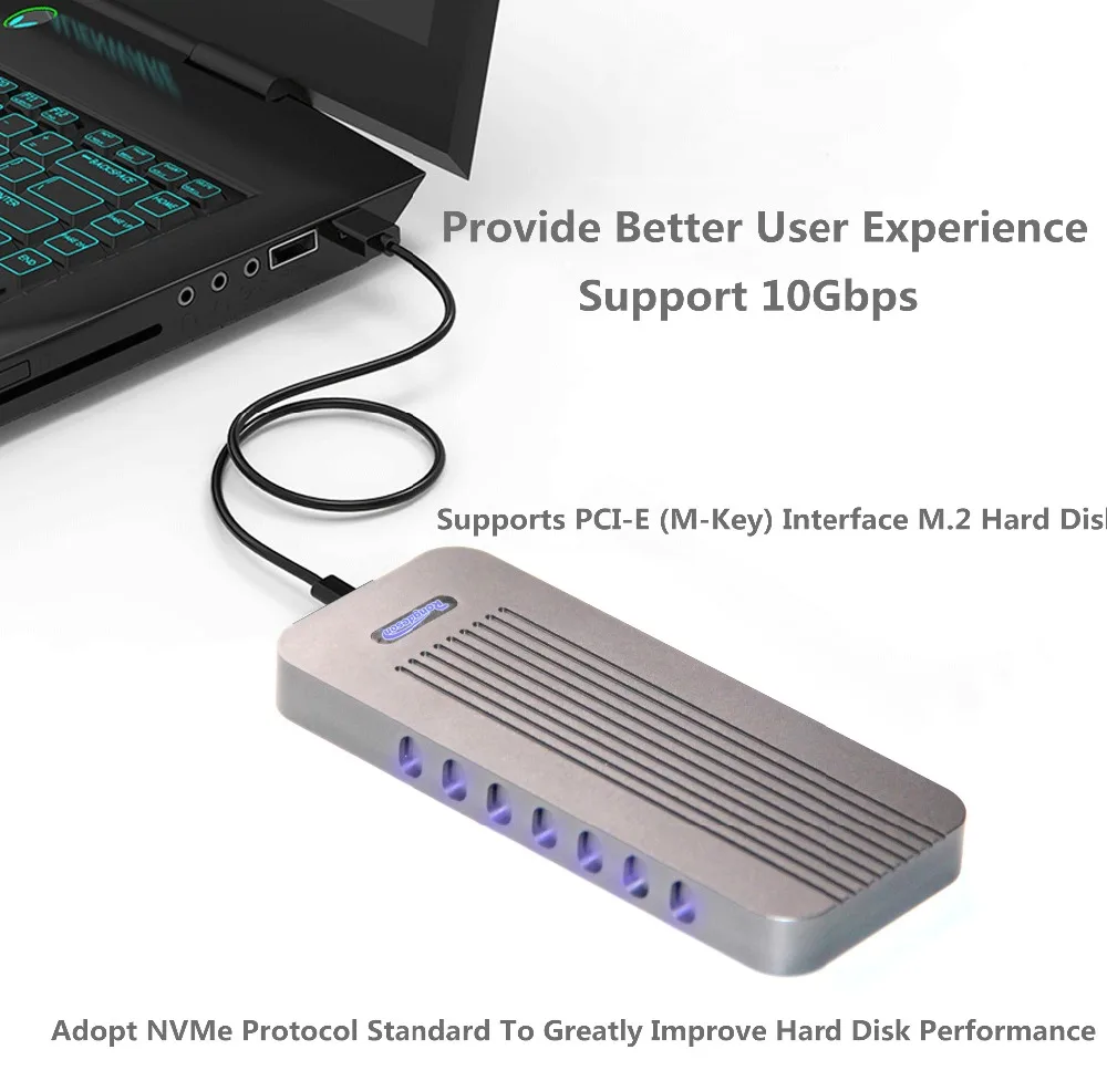 Nvme-caixa para disco rígido ssd usb 3.1,