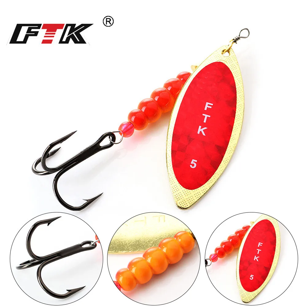 

FTK new 1PC Size 1# 2# 3# 4# 5# Spinner bait With Beads With Treble Hooks For Lure pike Fishing