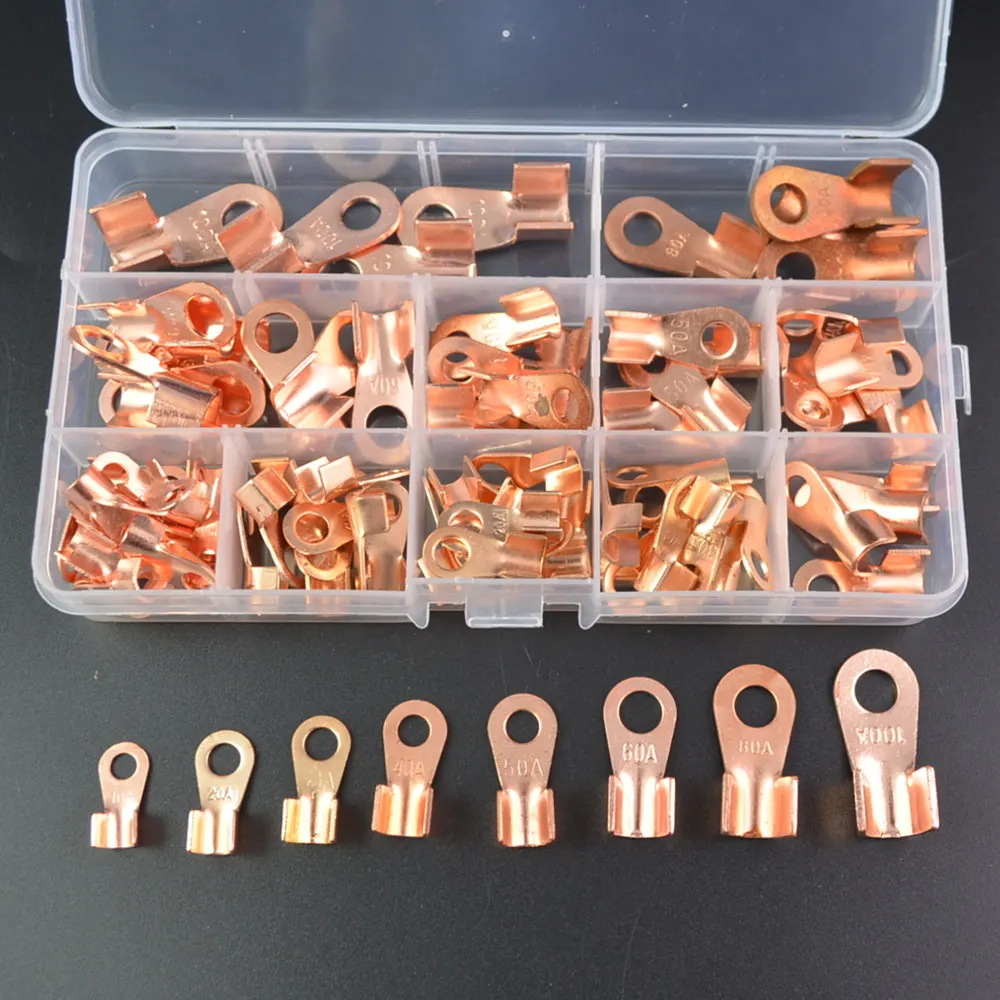 90pcs Copper Battery Cable Connector Terminal Open Lugs Wire Terminals OT 10A 100Ain Terminals