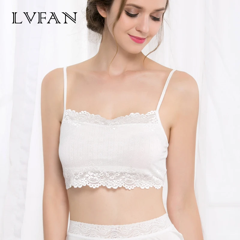 

Double Silk Women Tube Tops Breathable Female Sling Lace Real Silk Bra Knitted Without Cushion Adjustable Strap LVFAN TGB-005