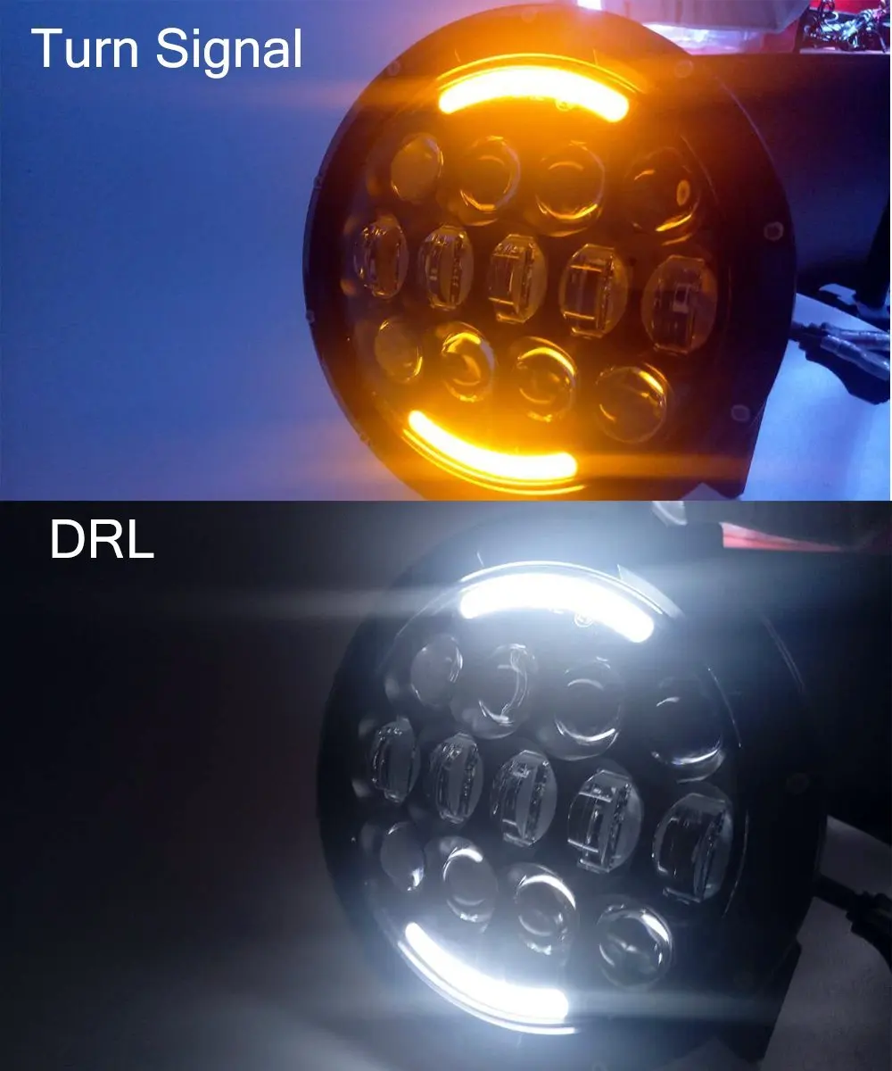 2Pcs Hot sales 7Inch Round Auto Led Headlight Car Driving Light Led Headlamps With Angle Eyes DRL for Jeep Wrangler JK (8)