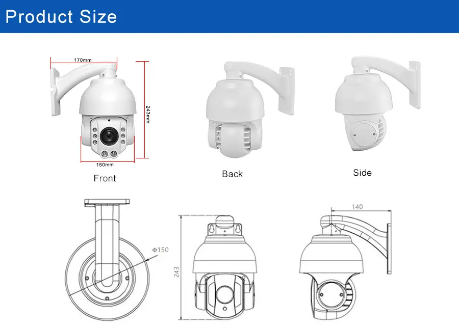 CCTV Security 4" MINI IP66 Waterproof Speed Dome AHD 1080P PTZ Camera RS485 Coaxial PTZ Control 2.0MP 20X ZOOM Auto Focus IR100M