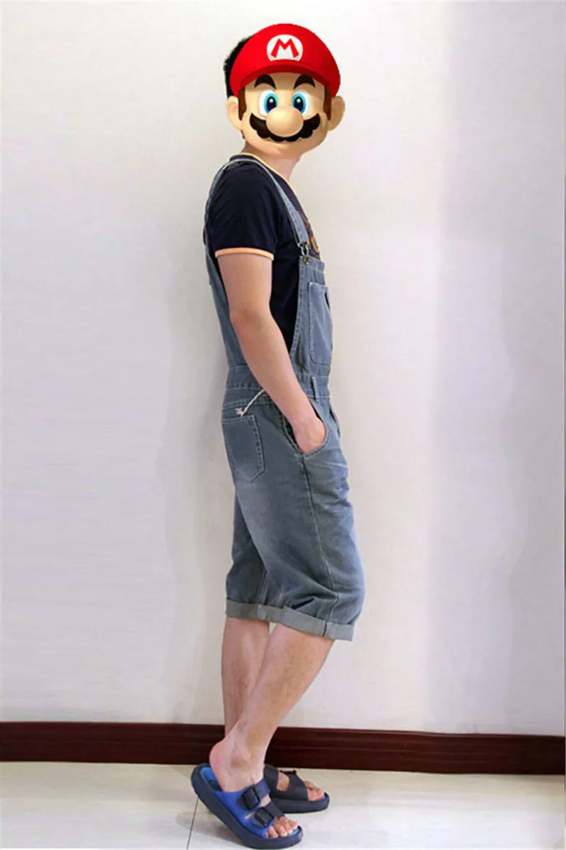 2018 новые свободные ностальгические Для мужчин джинсовые нагрудники летний больших размеров комбинезон Штаны шорты Повседневное колена
