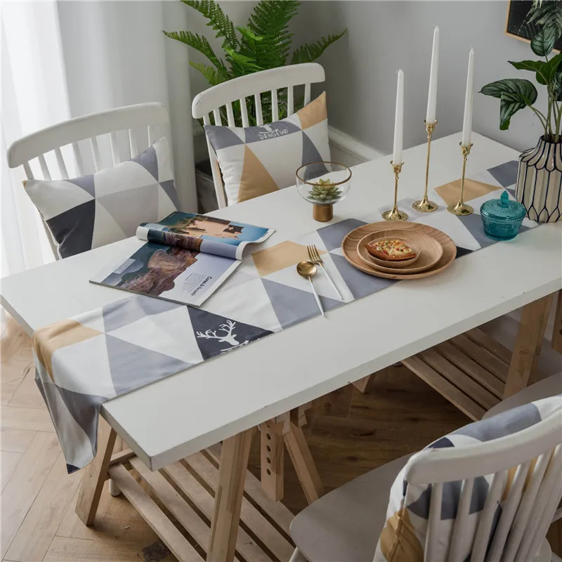

Creative Nodic Print Geometric Table Flag Modern Fashion Table Runner Thick Tablecloth TV Cabinet Cover Wedding Party Banquet