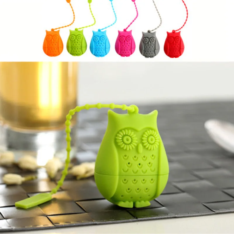 

Hot Sale Owl Tea Bags Tea Strainers Silicone Teaspoon Filter Infuser Silica Gel Filtration coffee tea infuser