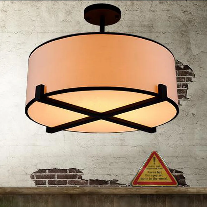 

Nordic Loft Style Living Room Ceiling Lamp Dining Room Light Bedroom Fabric Half Ceiling Lights DIA600MM Free Shipping