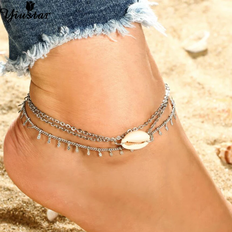 Yiustar Multi Layer Ocean Shell Anklets for Women Girls Charm Bohemian
