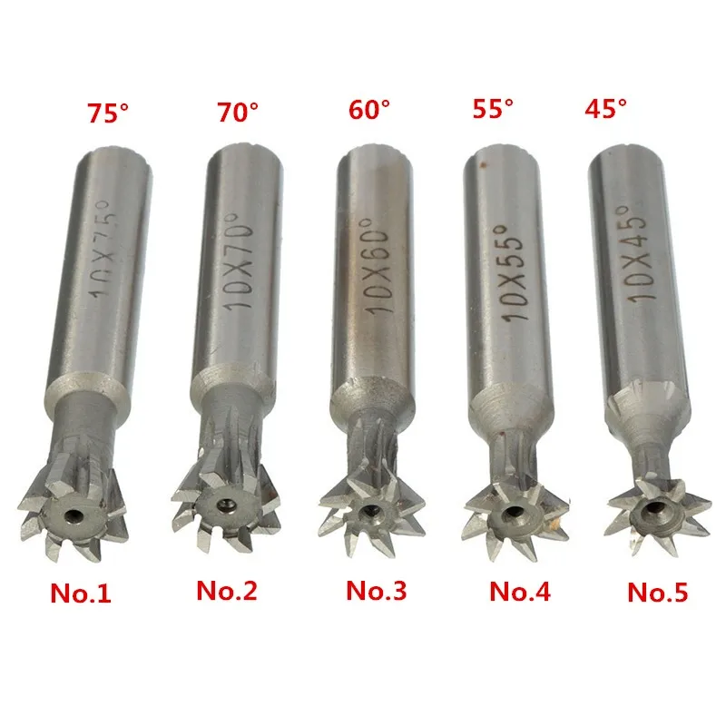 Wolike 10 мм 45/55/60/70/75 градусов Цилиндрический хвостовик из высокопрочной стали HSS Фреза для нарезания пазов типа «ласточкин хвост» Концевая фреза плавную нарезку высокое Скорость Сталь бит cnc