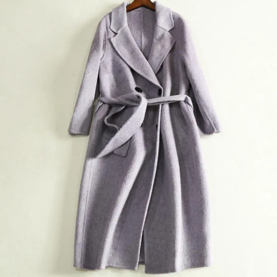 2018 Autumn and Winter New Hand-Sided Double-Sided Coat Woolen Women Long double breasted cashmere coat