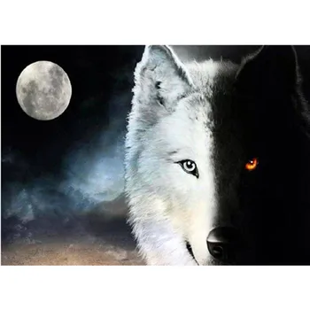 

DIY round diamond painting 5D "wolf" pattern embroidery cross stitch mosaic diamond rhinestone home decoration gift