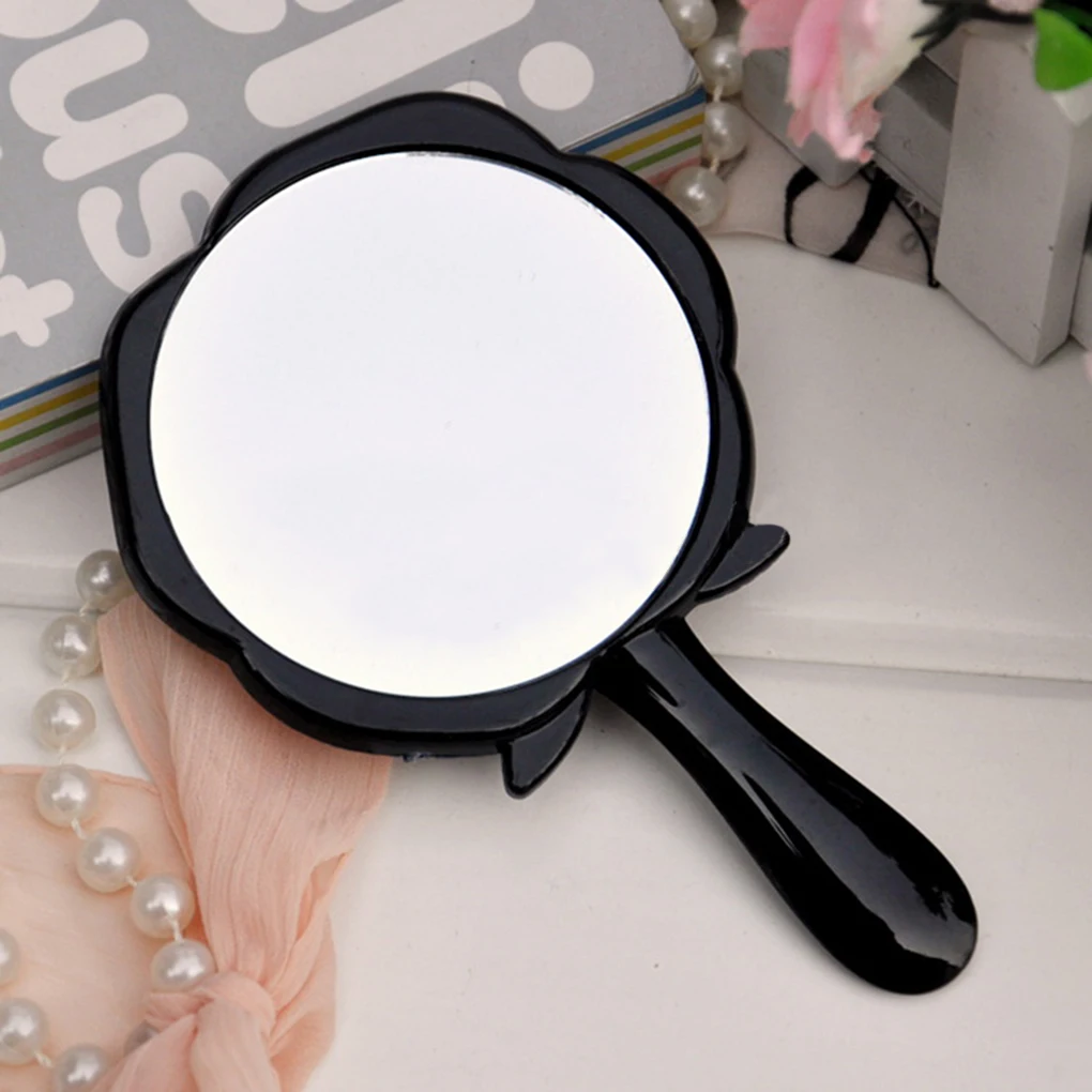 Зеркало для макияжа женское синее в розовом стиле с ручкой зеркальное круглая