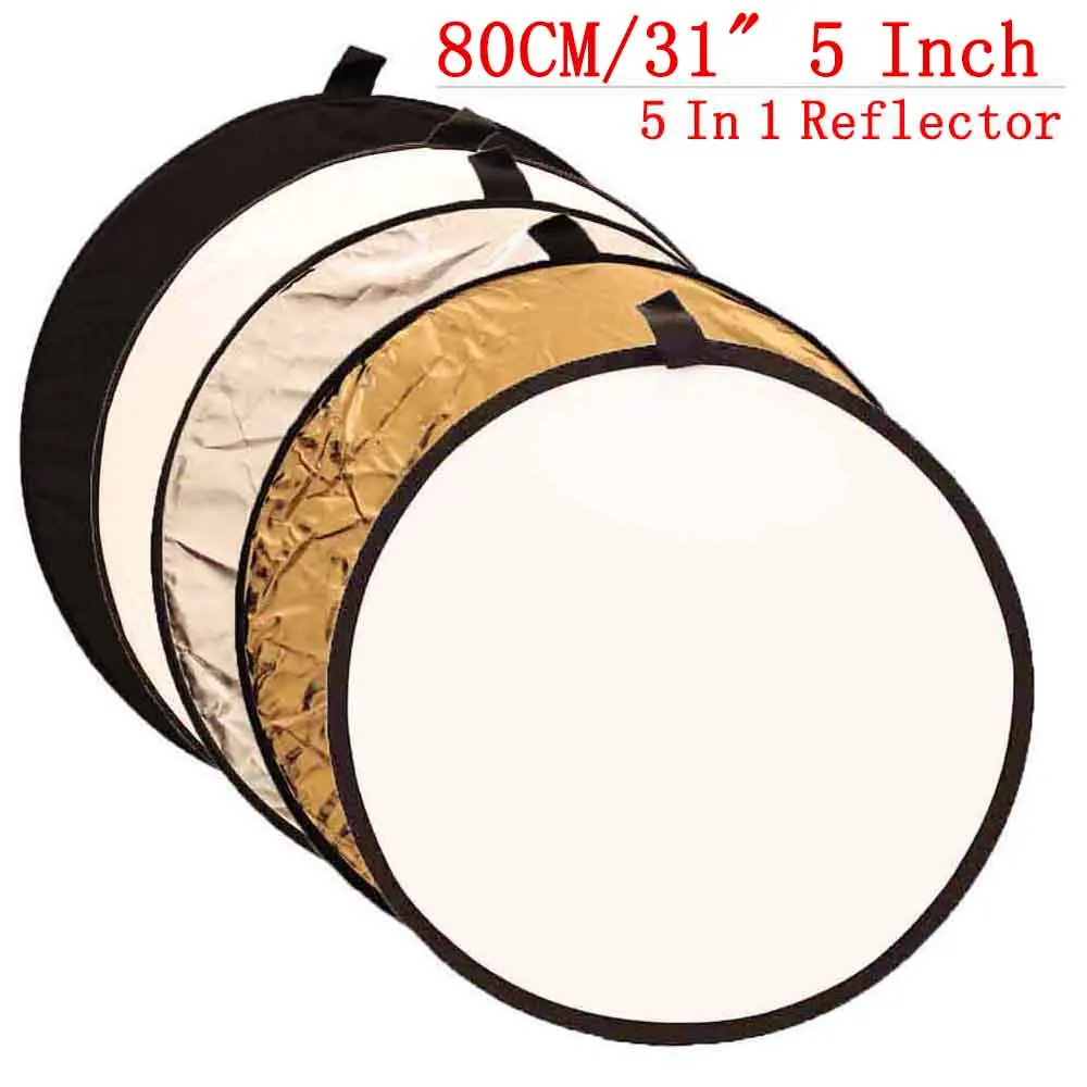 

80CM/31" 5 Inch 5 In 1 Round Reflector Collapsible Photo Light Reflectors For Photography Studio Photo Disc Diffuers Accessories