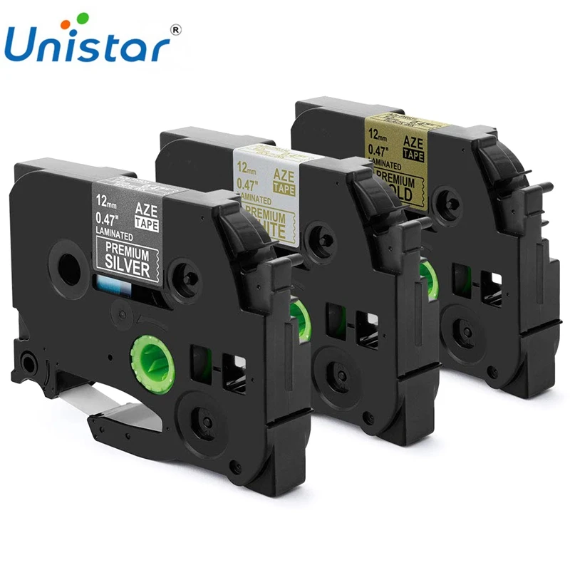 Unistar 3pcs Label Tape 12mm 0.47 Inch Laminated TZe-PR935 TZEPR831 TZEPR234 compatible for Brother P-Touch Label Maker Tape