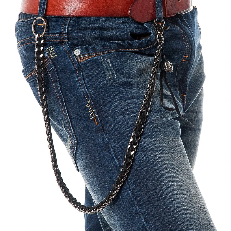 Buy Men Biker Pants Chain Skull Alloy Plating Chains