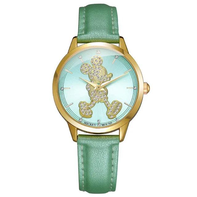 Disney watches women Mickey mouse quartz leather waterproof ladies