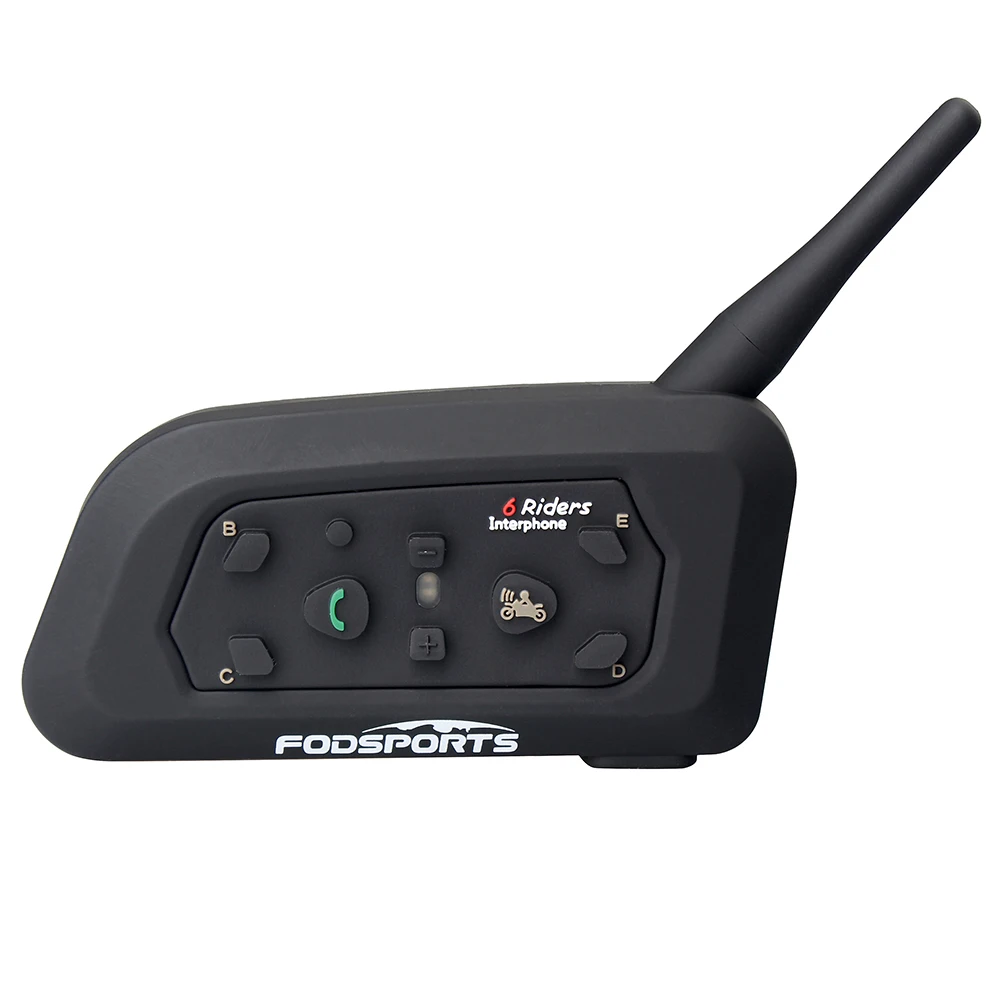 Fodsports Brand!2016 New !1 pcs V6 1200M multi BT Interphone Wireless Motorcycle Helmet Bluetooth Headset Intercom for 6 Riders