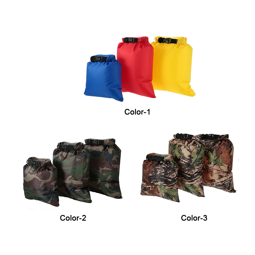 Camping Water Bags 3 Pack Camouflage Dry Bag Waterproof 3L+5L+8L Outdoor Ultralight Dry Bags Sacks For Hiking Traveling