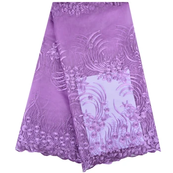 

Purple Color Lace African Tulle Lace Fabric 2018 French Lace Fabric High Quality With Stones Nigerian Embroidery Mesh Lace 1221