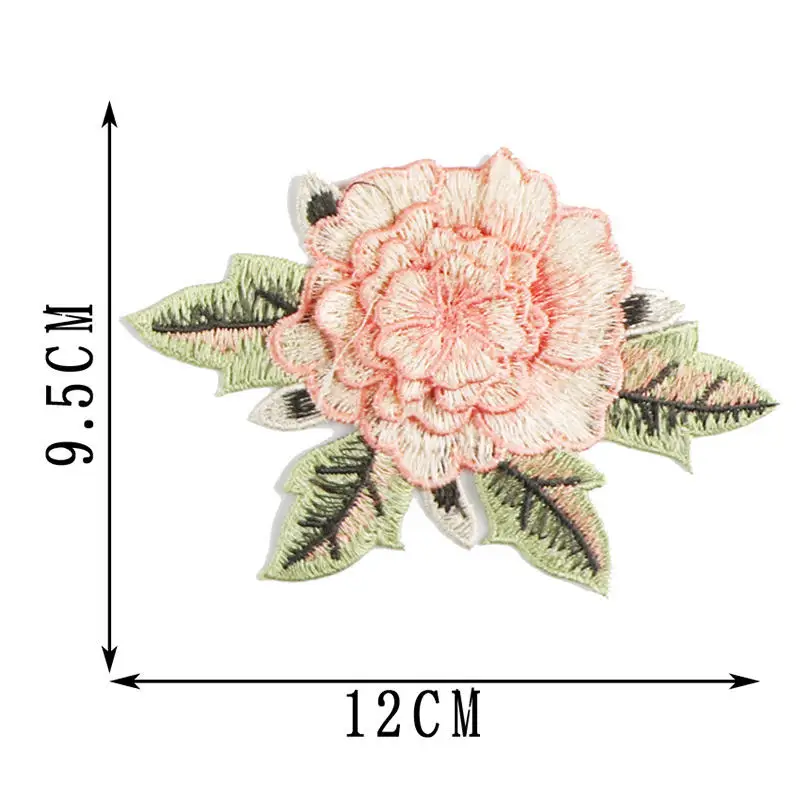 2 шт Пион нашивка цветы вышивка ткань аппликация на футболку свитер джинсы платье сумки нагрудные Одежда DIY Аксессуары 9,5*12 см - Цвет: Розовый