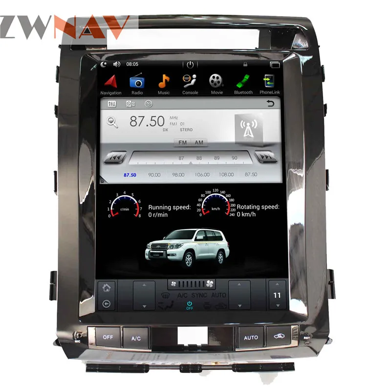 Best ZWNVA Tesla Style IPS Screen For TOYOTA LAND CRUISER LC200 2008-2015 Android 6.0 RAM 2GB ROM 64GB Car GPS Navigation Haedunit 6