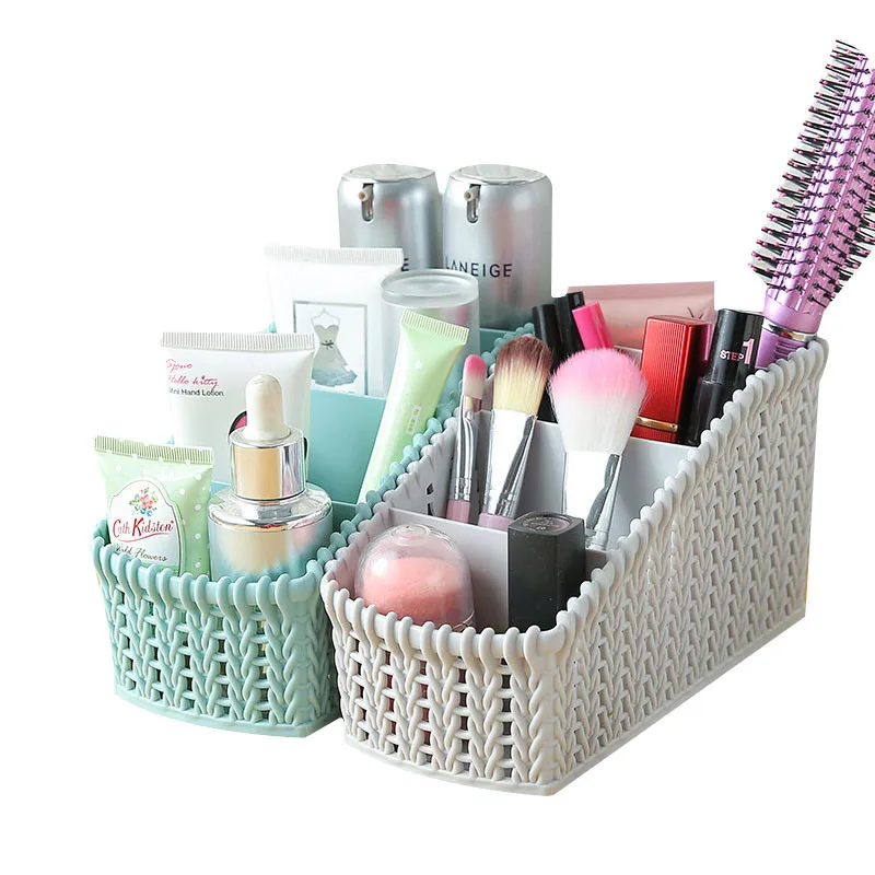 

Imitation Rattan Storage Basket Plastic Storage Baskets Bathroom Cosmetic Make up Organizer Jewelry Sundries Storage Basket