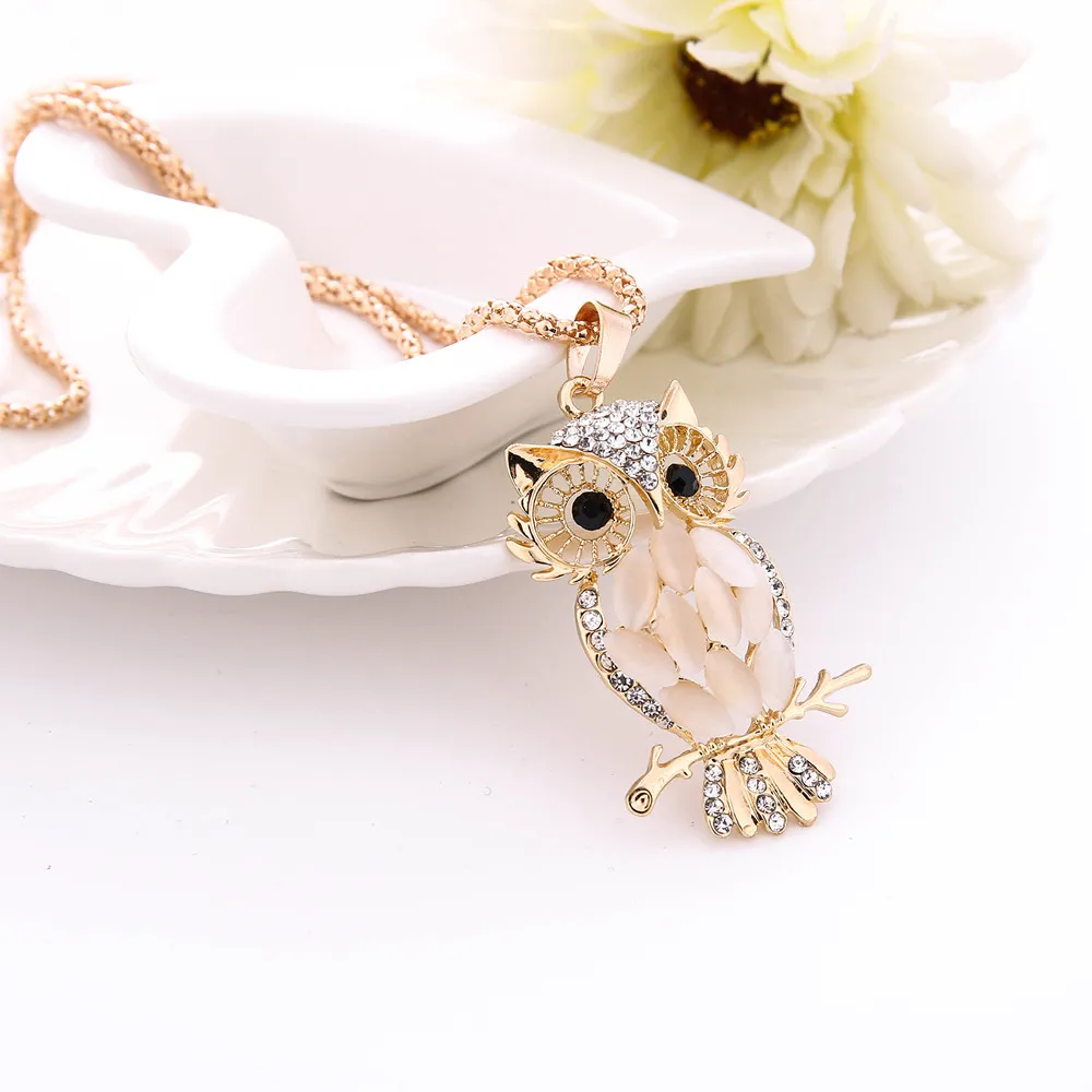 

Crystal Sweater Chain colar collier Cute Owl Hollow Out Pendant Necklace Female Tree Of Life Necklaces Jewelry Women A30